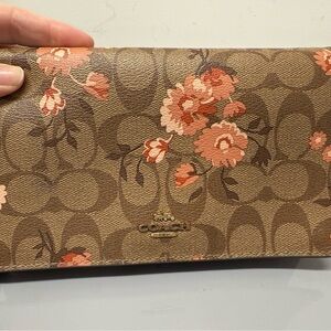 Coach Tan and Pink Floral Women's Wallet